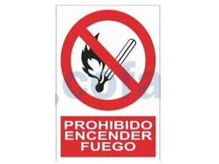 Señal prohibido encender fuego 297x210