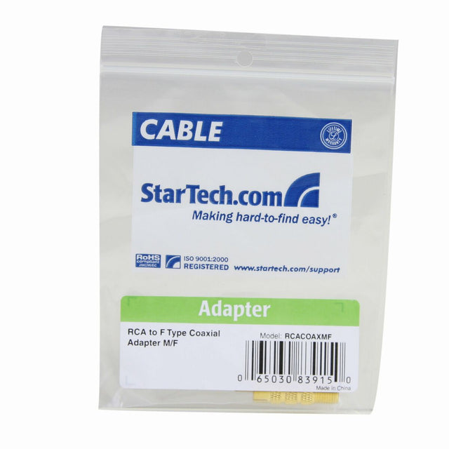 Adaptador RCA Startech RCACOAXMF            Amarillo