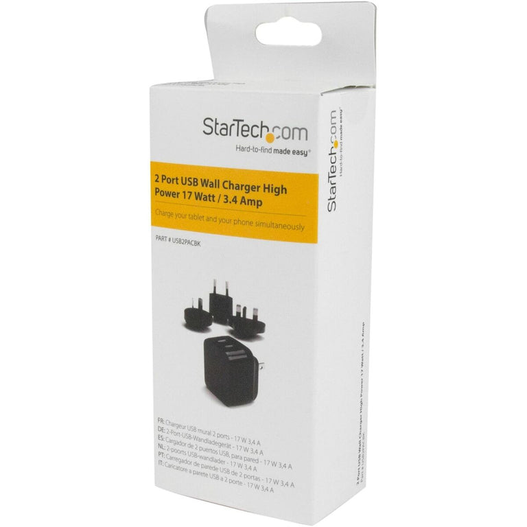 Cargador de Pared Startech USB2PACBK            Negro