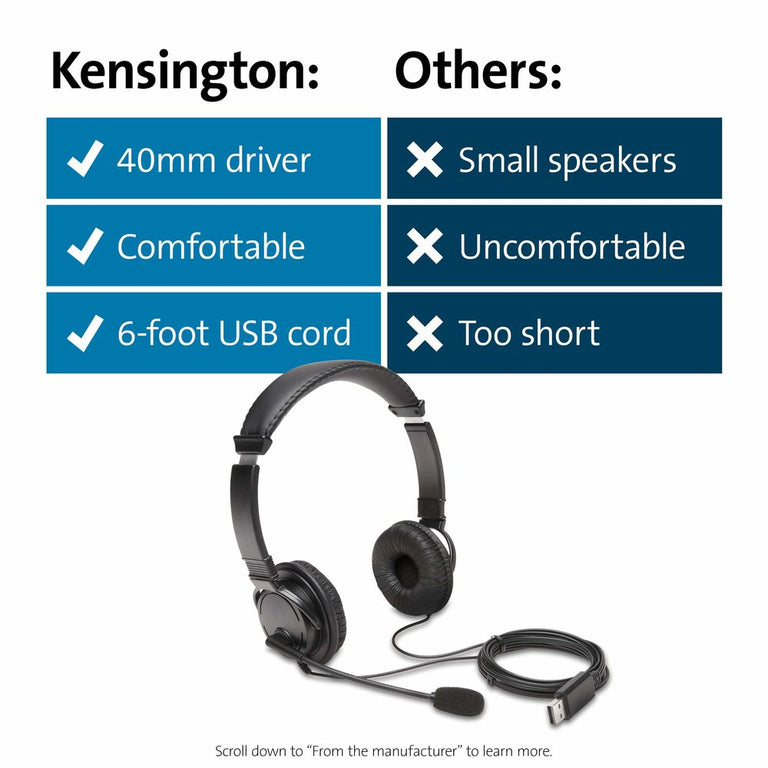 Auriculares con Micrófono Kensington K97601WW             Negro