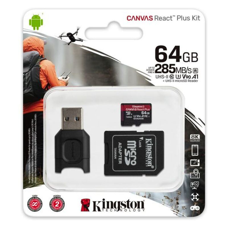 Tarjeta de Memoria Micro SD con Adaptador Kingston MLPMR2/64GB 285 MB/s