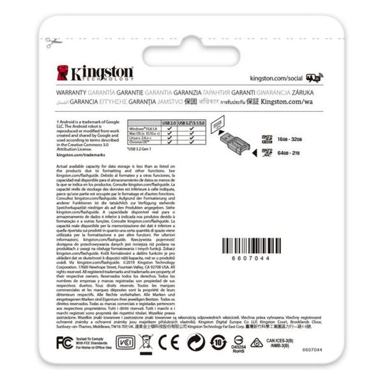 Tarjeta de Memoria Micro SD con Adaptador Kingston MLPMR2/64GB 285 MB/s