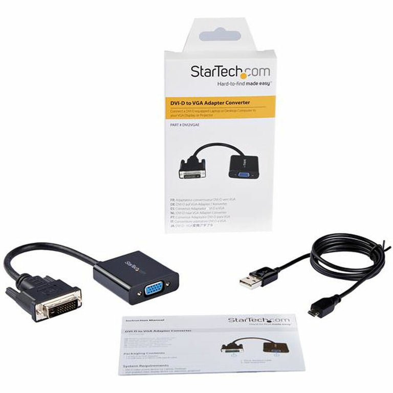 Adaptador DVI-D a VGA Startech DVI2VGAE             0,19 m Negro