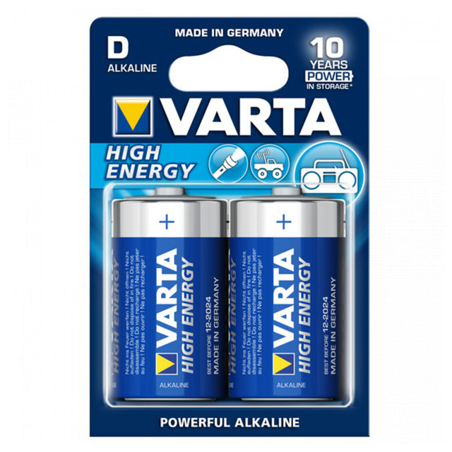 <transcy>Batterie Varta LR20 D 1,5 V 16500 mAh High Energy (2 pcs) Bleu</transcy>