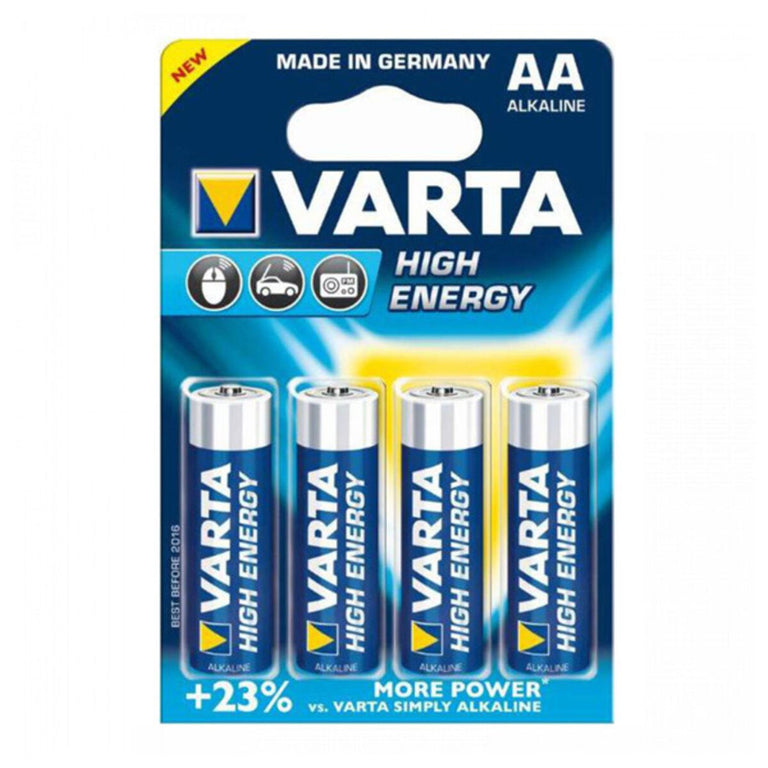 Varta LR6 AA 1,5 V 2930 mAh Hochenergie-Alkalibatterie (4 Stück), Blau