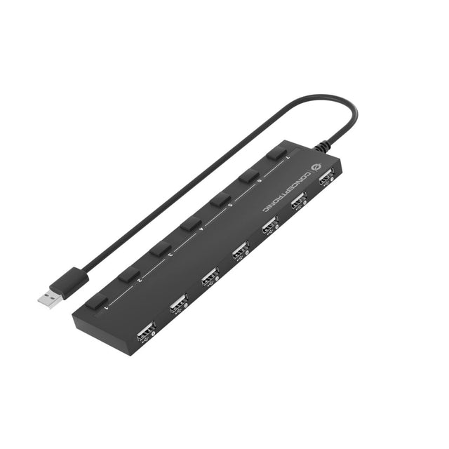 Hub USB Conceptronic HUBBIES08B Negro 7 en 1