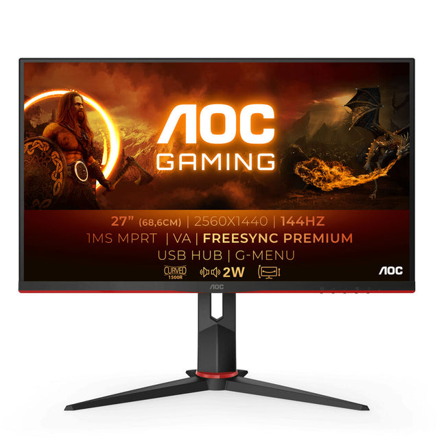 AOC CQ27G2U/BK Schwarzer gebogener 27-Zoll-LED-QHD-Monitor