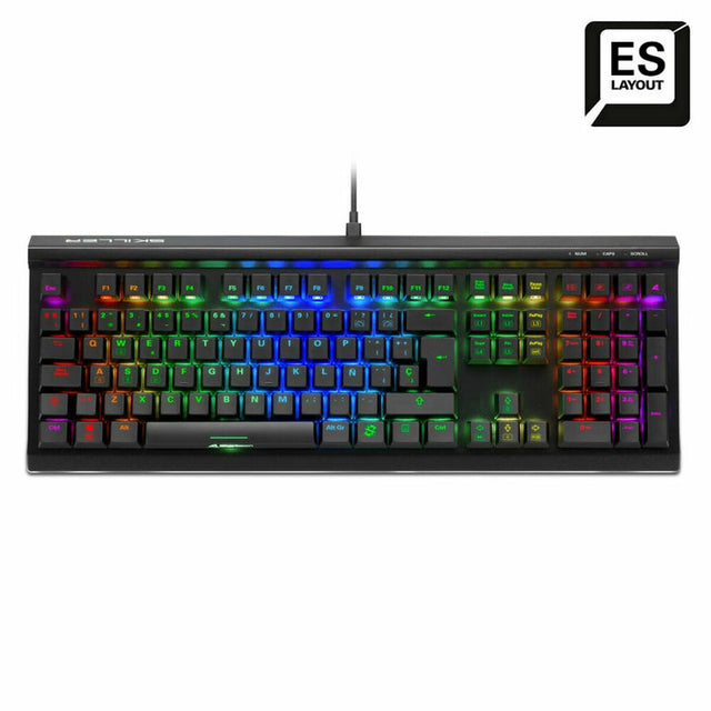 Gaming-Tastatur Sharkoon SGK60 RGB Schwarz Spanisch