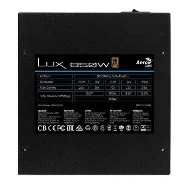 Fuente de Alimentación Aerocool LUX850 Negro 850 W 840 W