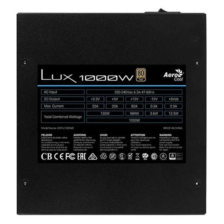 Fuente de Alimentación Aerocool LUX 1000W ATX Ø 12 cm Sí