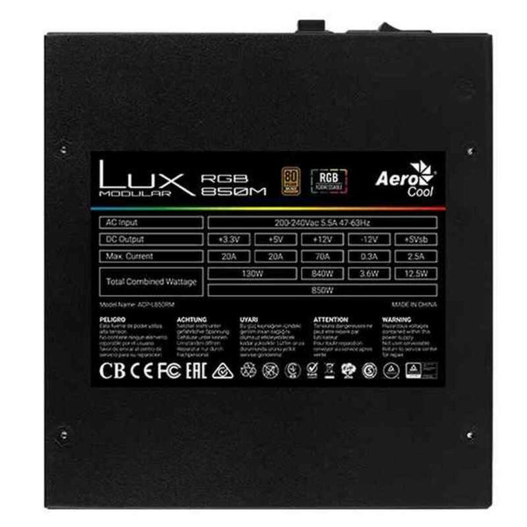 Fuente de Alimentación Aerocool LUX850 Negro 850 W 840 W