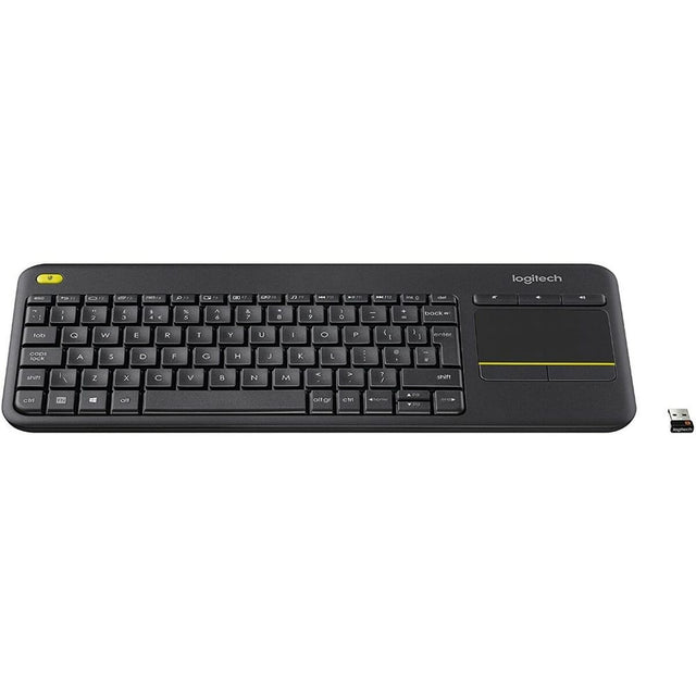 Logitech K400 Plus Bluetooth-Tastatur, Schwarz, kabelloses französisches Touchpad, AZERTY-TV