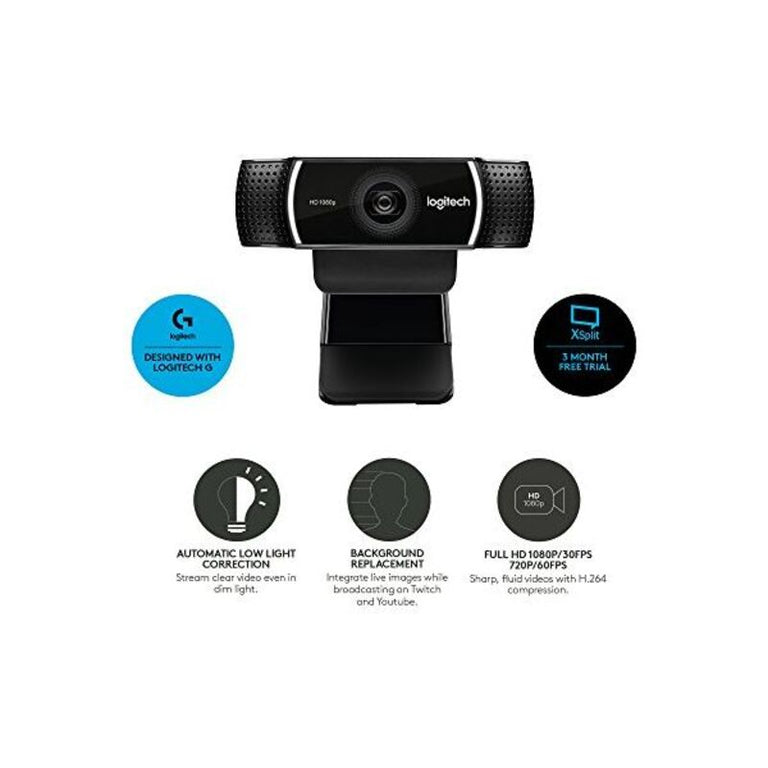 Webcam Logitech C922 HD 1080p Streaming Stativ Schwarz