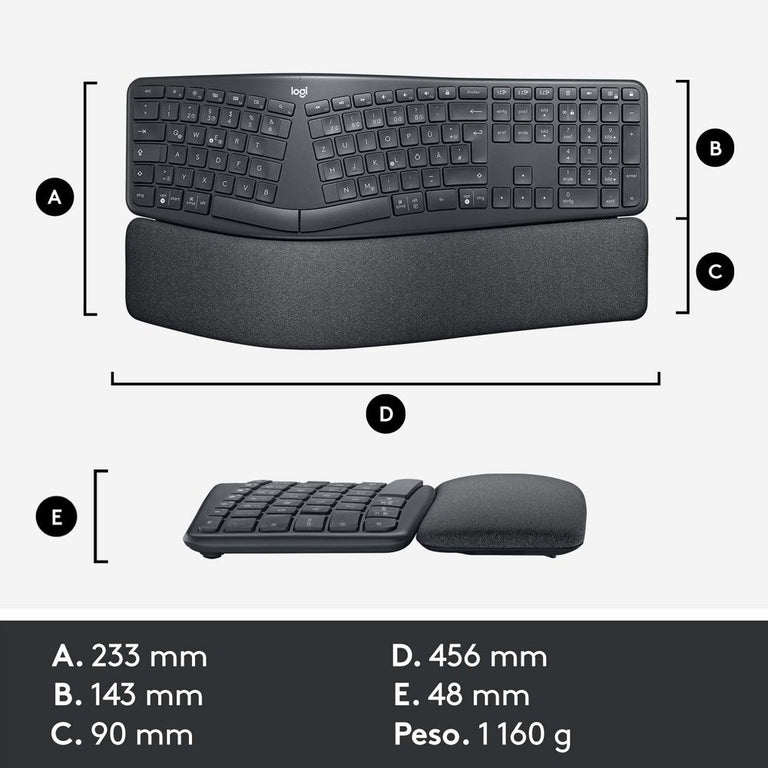 Logitech ERGO K860 Kabellose Tastatur Schwarz