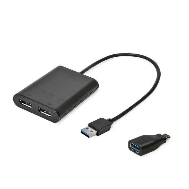 Adaptador USB C a HDMI i-Tec U3DUAL4KDP           Negro