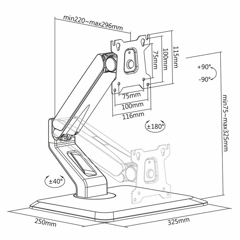 Tischhalterung für Neomounts FPMA-D885BLACK Bildschirm