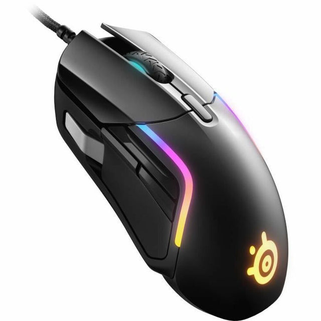 SteelSeries Rival 5 schwarze Gaming-Maus mit LED-Leuchten, kabelgebunden