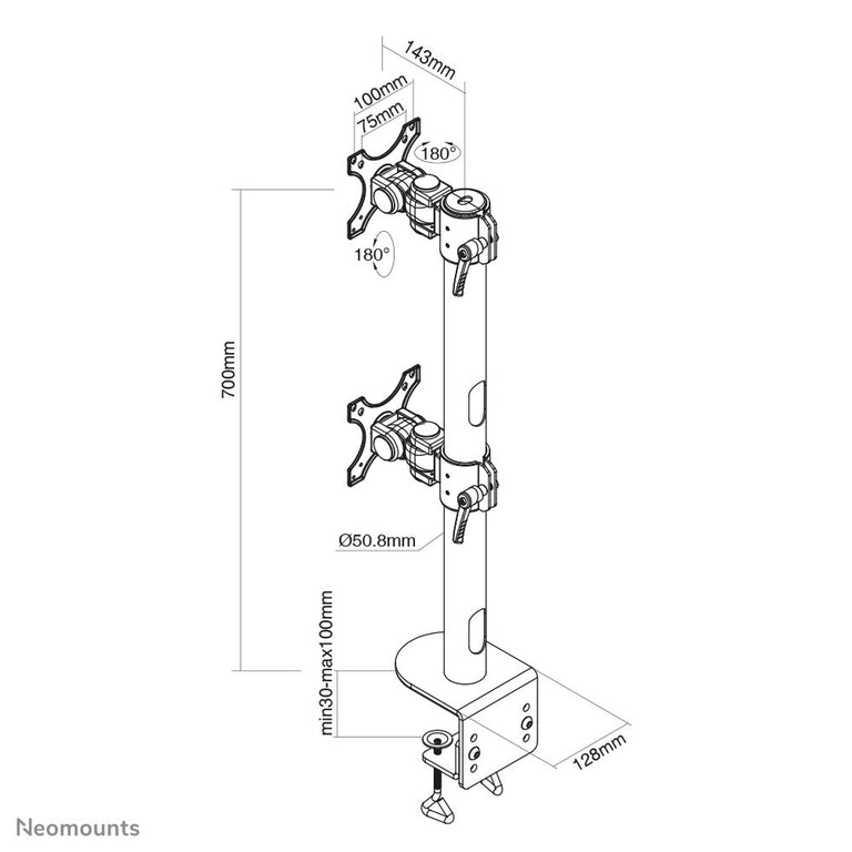 Tischhalterung für Neomounts FPMA-D960DVBLACKPLUS Bildschirm