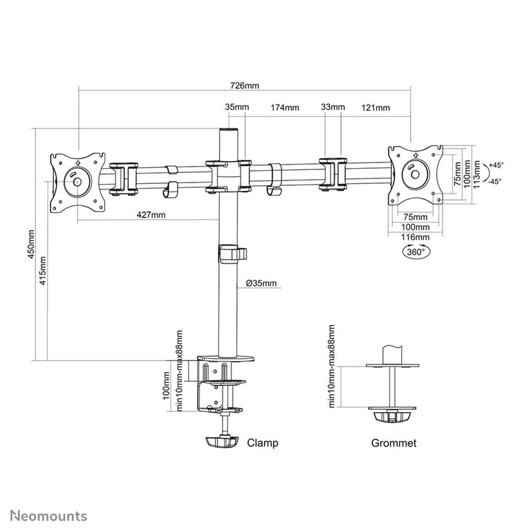 Tischhalterung für Display Neomounts NM-D135DBLACK