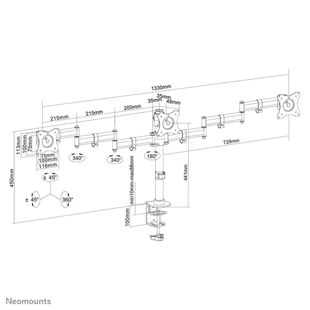 Tischhalterung für Display Neomounts NM-D135D3BLACK