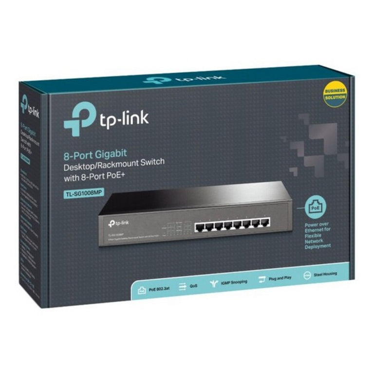 Switch de Armario TP-Link TL-SG1008MP RJ45 PoE 16 Gbps Negro