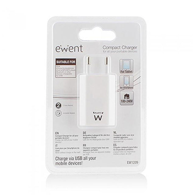 <transcy>Chargeur mural Ewent EW1209 1000 mAh Blanc</transcy>