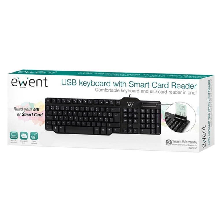 Teclado con Lector Ewent EW3252 DNI Negro