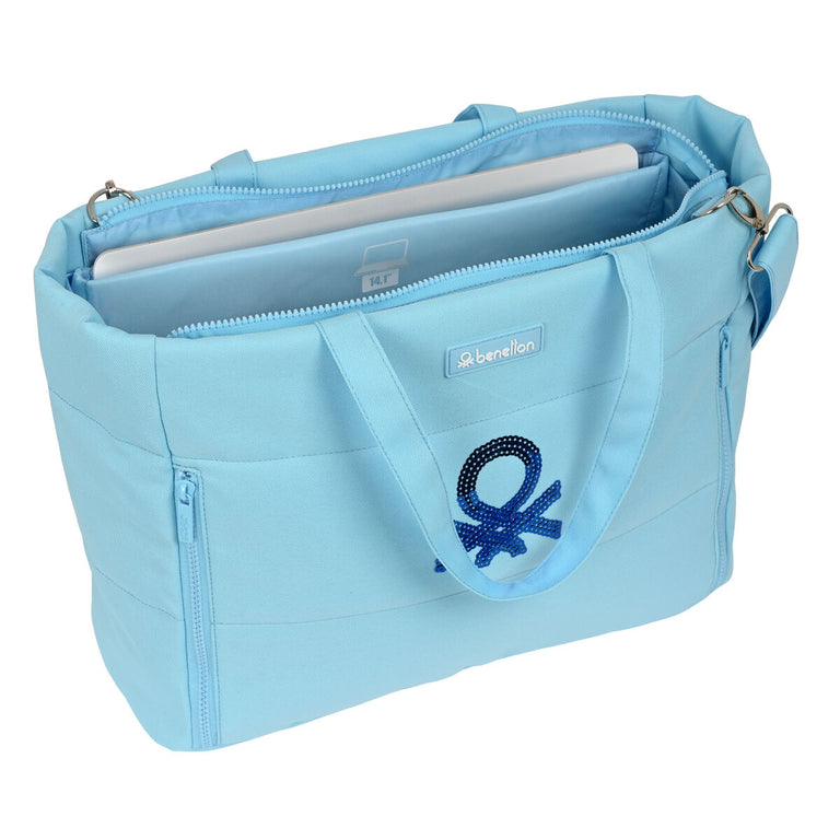 Benetton Pailletten Laptop-Aktentasche Hellblau (54 x 31 x 17 cm)