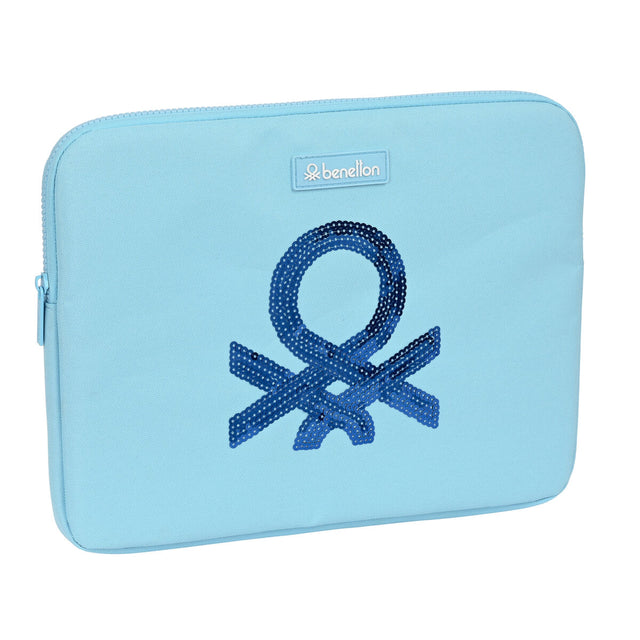 Funda para Portátil Benetton Sequins Azul claro (34 x 25 x 2 cm)