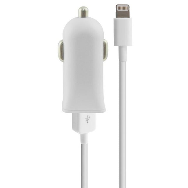 USB-Autoladegerät + Lightning-Kabel MFi Contact 2,1 A Weiß