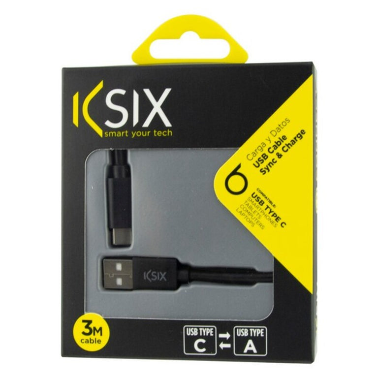 <transcy>Câble KSIX USB-C vers USB 3 m Noir</transcy>