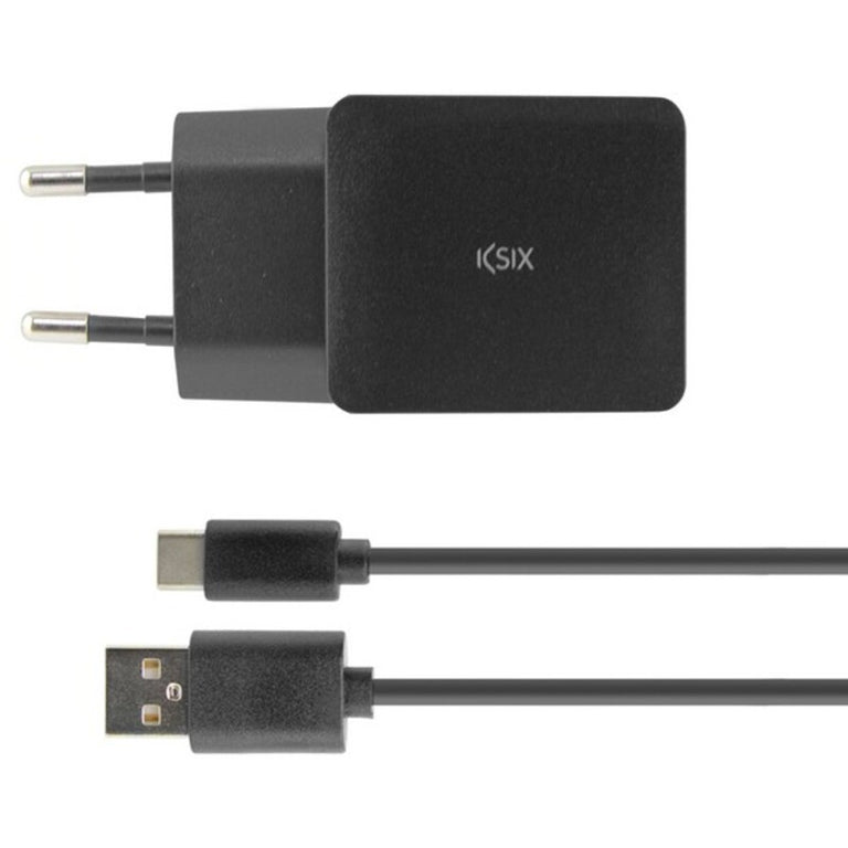 Cargador de Pared + Cable USB A a USB C KSIX USB Negro