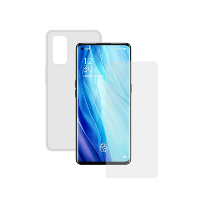 Displayschutzfolie aus gehärtetem Glas für Mobiltelefone + Handyhülle für Oppo Reno 4 Pro Contact Transparent