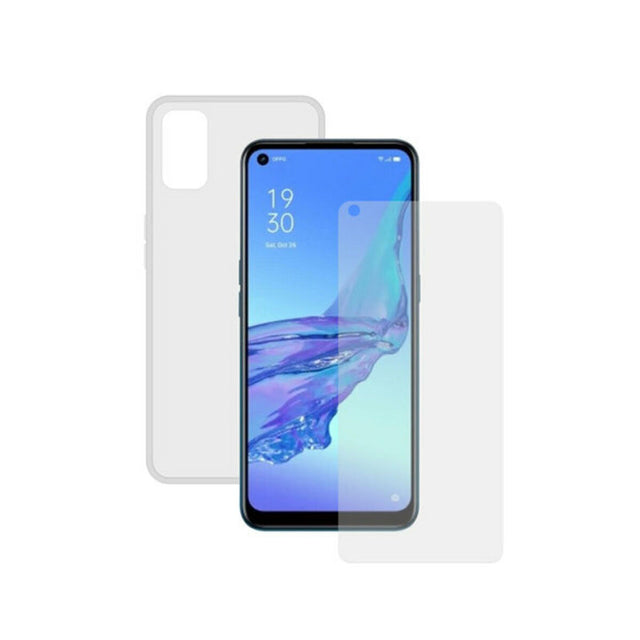 Displayschutzfolie aus gehärtetem Glas für Mobiltelefone + transparente Handyhülle für Oppo A53 Contact