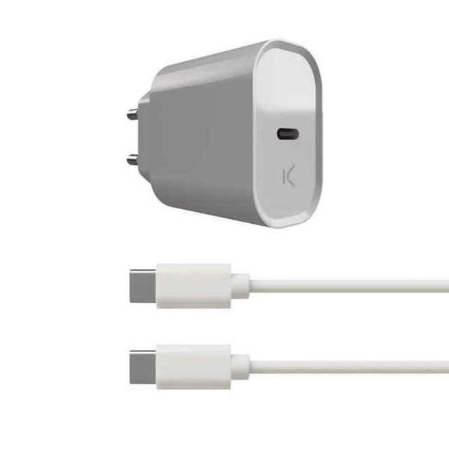 Cargador de Pared + Cable USB C KSIX Blanco 20W