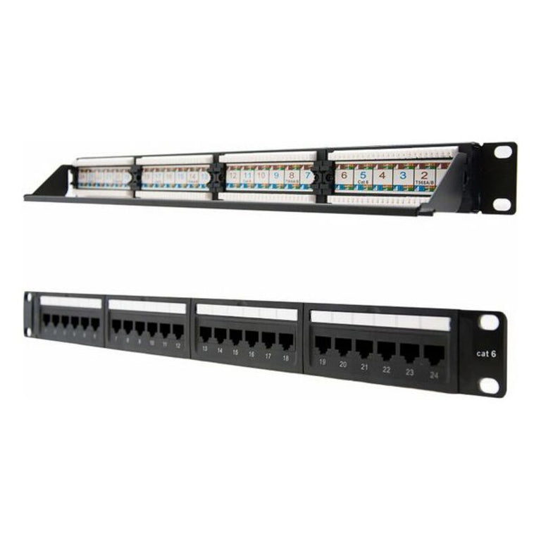 Patch Panel 24 Puertos UTP Categoría 6 NANOCABLE 10.21.3124 19" RJ45 Negro