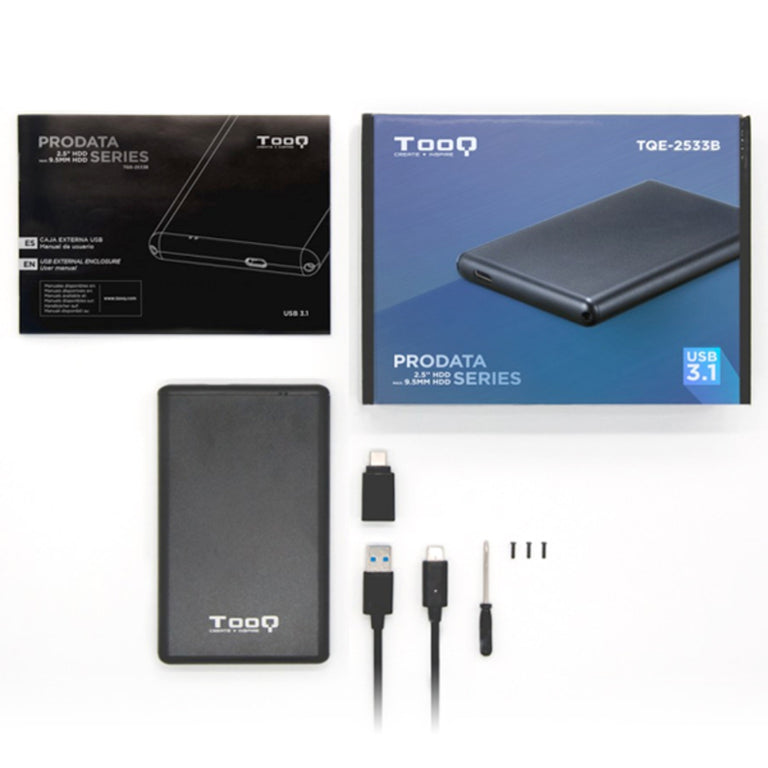 Carcasa para Disco Duro TooQ TQE-2533B USB 3.1 Negro