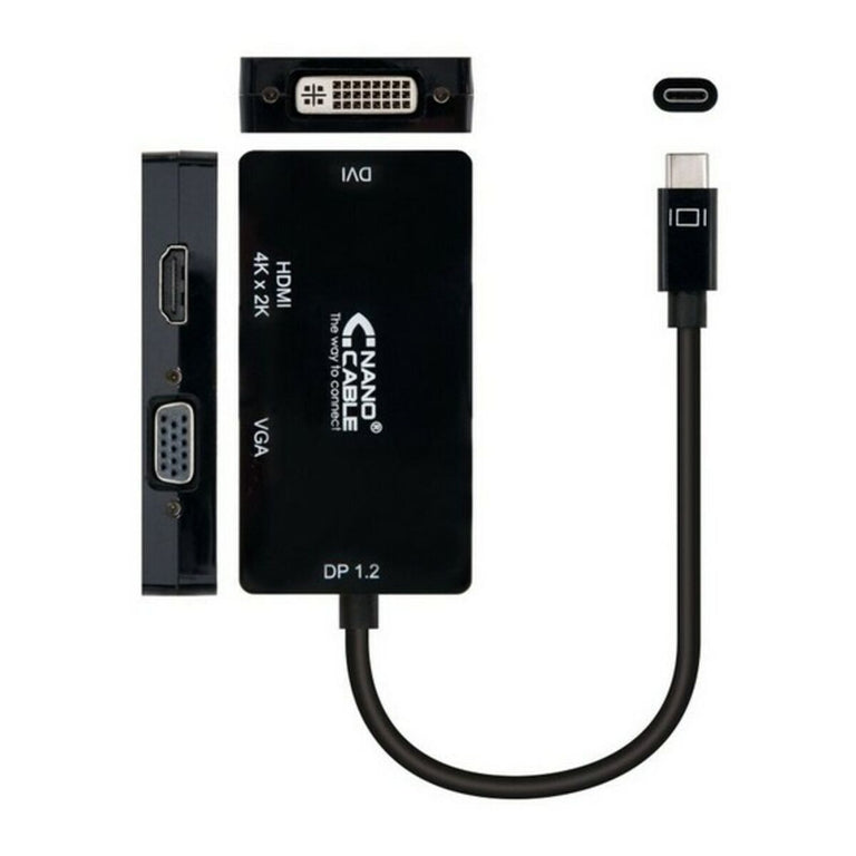 USB-C-zu-VGA/HDMI/DVI-Adapter NANOCABLE 10.16.4301-BK (10 cm) Schwarz