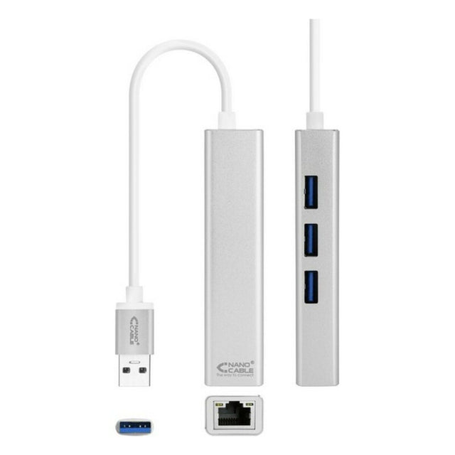 Conversor USB 3.0 a Gigabit Ethernet NANOCABLE 10.03.0403 Plateado