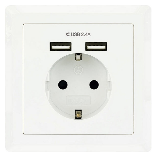 Enchufe Pared con 2 Puertos USB NANOCABLE 10.35.0010 5V/2.4A Blanco