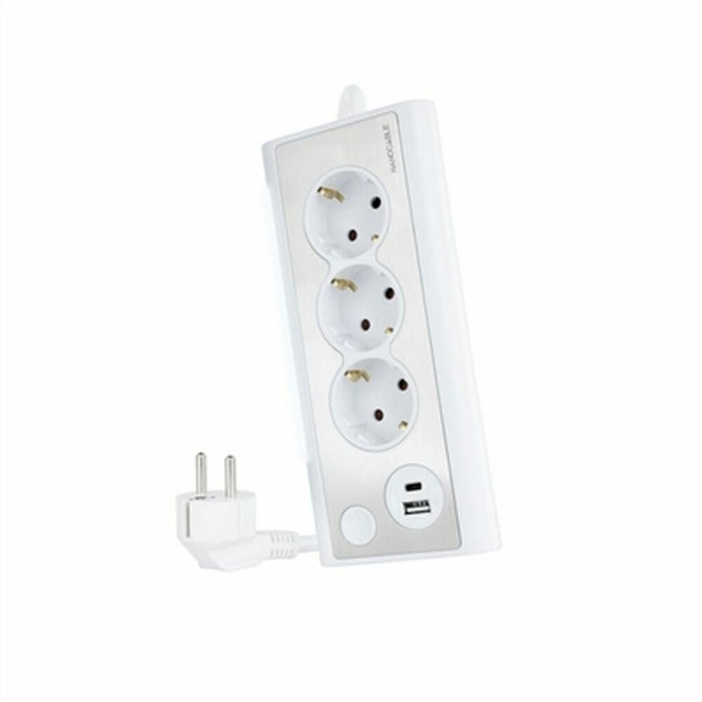 Steckdosenleiste 3 Schuko-Steckdosen NANOCABLE 10.37.0013-W USB x 2