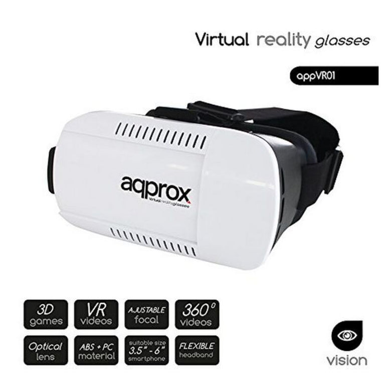 Virtual-Reality-Brille ca.! APPVR01 Smartphone 3,5"-6" Android Windows iOS Weiß Schwarz