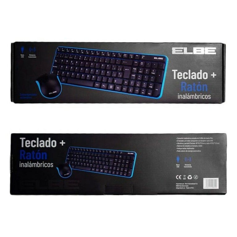 Teclado y Ratón Inalámbrico ELBE PTR-101 Negro