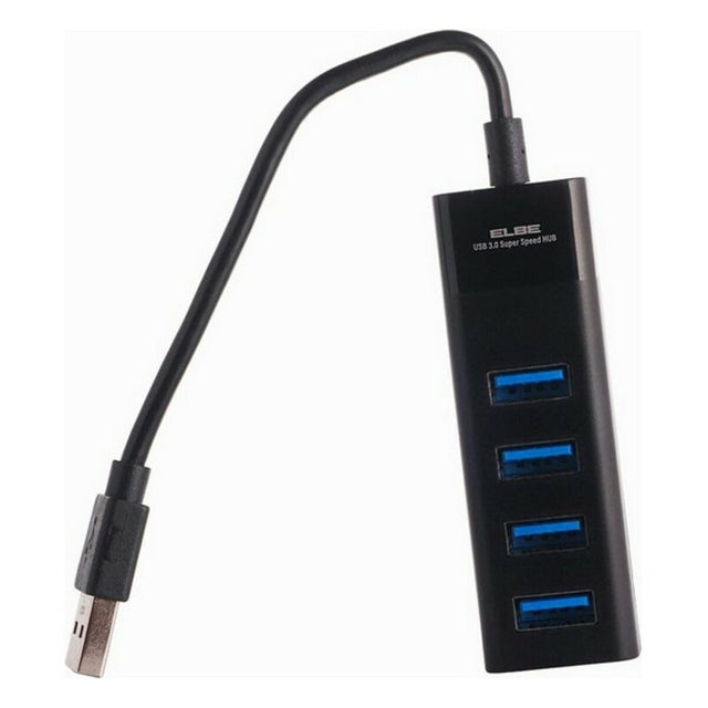 4 Port USB 3.0 Hub ELBE HUB401 Schwarz