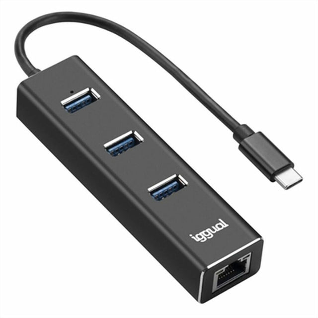 USB-Hub 3 Ports iggual IGG317709 Schwarz