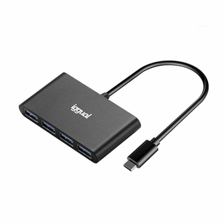 USB-Hub 4 Ports iggual IGG317716 Schwarz