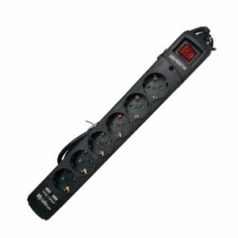 Regleta Enchufes 6 Tomas con Interruptor Riello THUNDER 6002         Negro