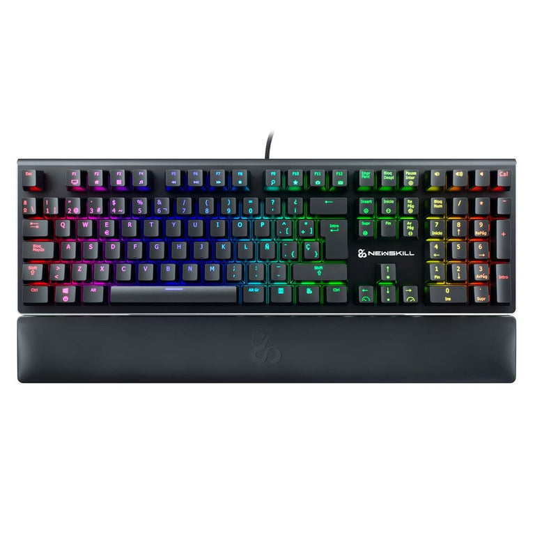 Teclado Gaming Newskill Newskill Serike Switch Blue - Teclado Mecánico Gaming con Reposamuñecas Plegable Incluido (Teclas con gr