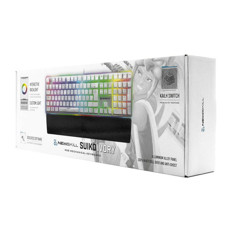 Teclado Gaming Newskill Suiko Ivory Qwerty Español Blanco LED RGB