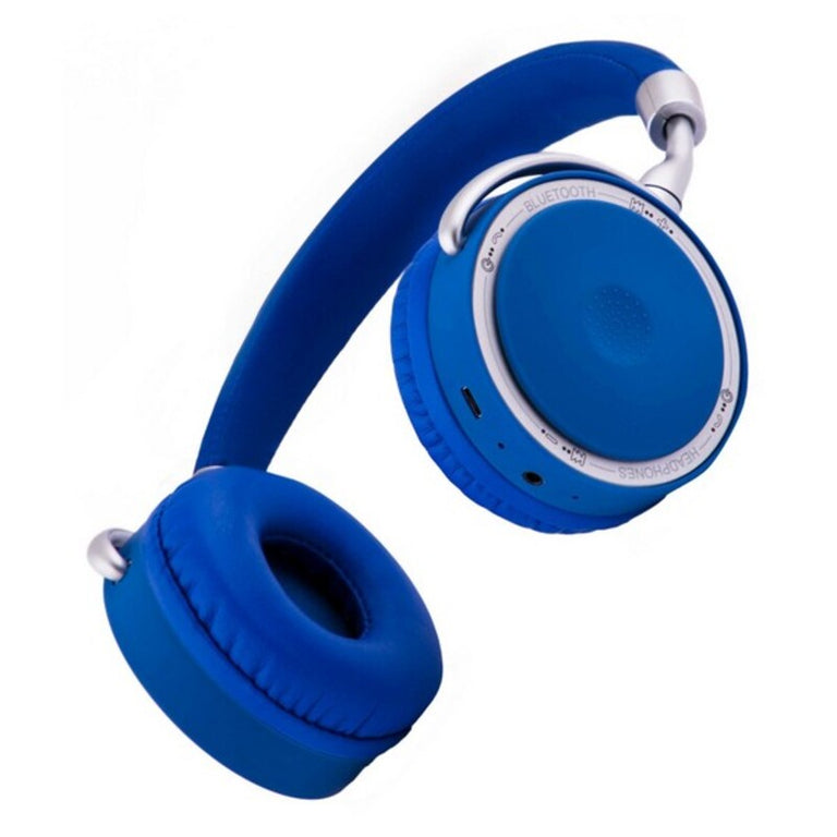 Auriculares de Diadema Plegables con Bluetooth CoolBox COO-AUB-12BL 300 mAh Azul Azul / Blanco